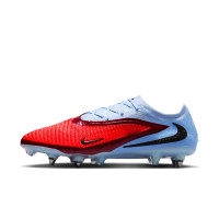Nike Phantom 6 Low Elite Crampons Vssés Chaussures de Foot (SG) Bleu Clair Rouge Vif Noir