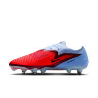 Nike Phantom 6 Low Elite Crampons Vssés Chaussures de Foot (SG) Bleu Clair Rouge Vif Noir