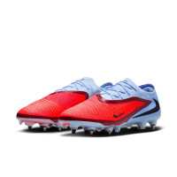 Nike Phantom 6 Low Elite Crampons Vssés Chaussures de Foot (SG) Bleu Clair Rouge Vif Noir