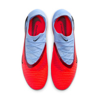 Nike Phantom 6 Low Elite Crampons Vssés Chaussures de Foot (SG) Bleu Clair Rouge Vif Noir