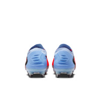 Nike Phantom 6 Low Elite Crampons Vssés Chaussures de Foot (SG) Bleu Clair Rouge Vif Noir