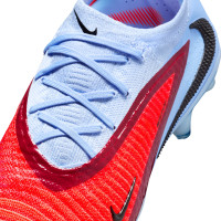 Nike Phantom 6 Low Elite Crampons Vssés Chaussures de Foot (SG) Bleu Clair Rouge Vif Noir