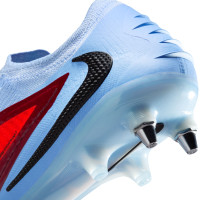 Nike Phantom 6 Low Elite Crampons Vssés Chaussures de Foot (SG) Bleu Clair Rouge Vif Noir