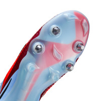 Nike Phantom 6 Low Elite Crampons Vssés Chaussures de Foot (SG) Bleu Clair Rouge Vif Noir