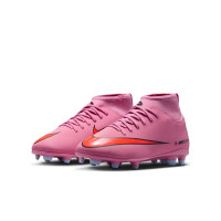 Nike Mercurial Superfly 10 Club Gazon Naturel Gazon Artificiel Chaussures de Foot (MG) Enfants Rose Rouge Vif Bleu Clair