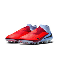 Nike Phantom 6 High Elite Gras Voetbalschoenen (FG) Lichtblauw Felrood Zwart