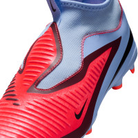 Nike Phantom 6 High Academy Sans Lacets Gazon Naturel Artificiel Chaussures de Foot (MG) Enfants Bleu Clair Rouge Vif Noir