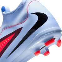 Nike Phantom 6 High Academy Sans Lacets Gazon Naturel Artificiel Chaussures de Foot (MG) Enfants Bleu Clair Rouge Vif Noir