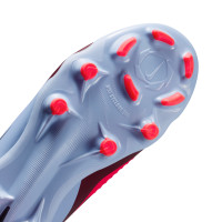 Nike Phantom 6 High Academy Sans Lacets Gazon Naturel Artificiel Chaussures de Foot (MG) Enfants Bleu Clair Rouge Vif Noir
