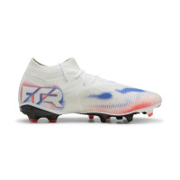 PUMA Future 8 Match Gras / Kunstgras Voetbalschoenen (MG) Wit Felrood Blauw