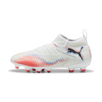 PUMA Future 8 Match Gras / Kunstgras Voetbalschoenen (MG) Kids Wit Felrood Blauw