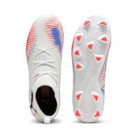 PUMA Future 8 Match Gras / Kunstgras Voetbalschoenen (MG) Kids Wit Felrood Blauw