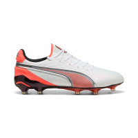 PUMA King Ultimate Gras / Kunstgras Voetbalschoenen (MG) Wit Felrood Zwart