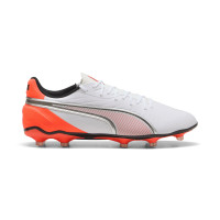 PUMA King Match Gazon Naturel Gazon Artificiel Chaussures de Foot (MG) Blanc Rouge Vif Bleu