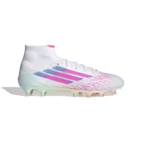 adidas F50 Sparkfusion Elite Gazon Naturel Artificiel Chaussures de Foot (MG) Femmes Blanc Rose Vif Bleu