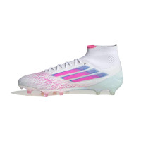 adidas F50 Sparkfusion Elite Gazon Naturel Artificiel Chaussures de Foot (MG) Femmes Blanc Rose Vif Bleu