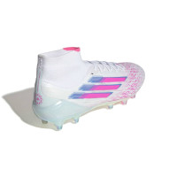 adidas F50 Sparkfusion Elite Gazon Naturel Artificiel Chaussures de Foot (MG) Femmes Blanc Rose Vif Bleu