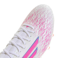 adidas F50 Sparkfusion Elite Gazon Naturel Artificiel Chaussures de Foot (MG) Femmes Blanc Rose Vif Bleu