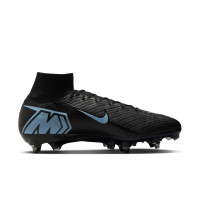 Nike Zoom Mercurial Superfly 10 Elite Crampons Vissés Chaussures de Foot (SG) Noir Bleu Clair