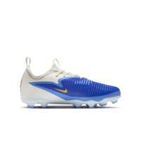 Nike Phantom 6 Low Academy Gazon Naturel Artificiel Chaussures de Foot (MG) Enfants Blanc Bleu Jaune