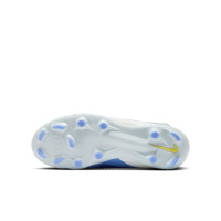 Nike Phantom 6 Low Academy Gazon Naturel Artificiel Chaussures de Foot (MG) Enfants Blanc Bleu Jaune