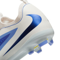 Nike Phantom 6 Low Academy Gazon Naturel Artificiel Chaussures de Foot (MG) Enfants Blanc Bleu Jaune