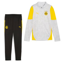 PUMA Borussia Dortmund Trainingspak 1/4-Zip 2025-2026 Kids Zilver Geel