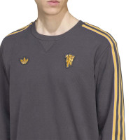 adidas Manchester United Terrace Icons Crew Sweater Donkergrijs Goud