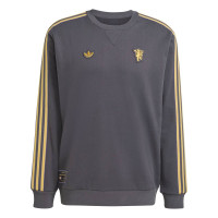 adidas Manchester United Terrace Icons Crew Sweater Donkergrijs Goud