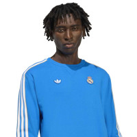 adidas Real Madrid Terrace Icons Crew Sweat-Shirt Bleu Blanc
