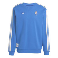 adidas Real Madrid Terrace Icons Crew Sweat-Shirt Bleu Blanc