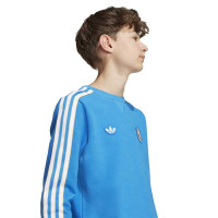 adidas Real Madrid Terrace Icons Crew Sweat-Shirt Enfants Bleu Blanc