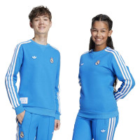 adidas Real Madrid Terrace Icons Crew Sweat-Shirt Enfants Bleu Blanc