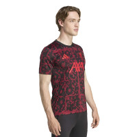 adidas Liverpool Pre-Match Trainingsshirt 2025-2026 Zwart Rood