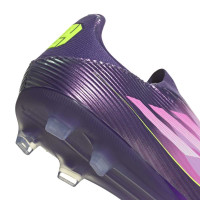 adidas F50 Lamine Yamal League Sans Lacets Gazon Naturel Artificiel Chaussures de Foot (MG) Mauve Rose Jaune