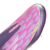 adidas F50 Lamine Yamal League Sans Lacets Gazon Naturel Artificiel Chaussures de Foot (MG) Mauve Rose Jaune