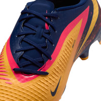 Nike Phantom 6 Low Haaland Academy Gras / Kunstgras Voetbalschoenen (MG) Donkerblauw Oranje Geel Rood