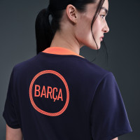 Nike FC Barcelona Pre-Match Trainingsshirt 2025-2026 Dames Donkerblauw Oranje