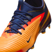 Nike Phantom 6 Low Haaland Academy Gazon Naturel Artificiel Chaussures de Foot (MG) Enfants Bleu Foncé Orange Jaune Rouge