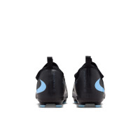 Nike Phantom 6 Low Academy Gazon Naturel Artificiel Chaussures de Foot (MG) Enfants Noir Bleu Clair