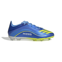 adidas F50 Messi Elite Gazon Naturel Chaussures de Foot (FG) Enfants Bleu Jaune