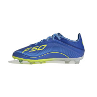 adidas F50 Messi Elite Gazon Naturel Chaussures de Foot (FG) Enfants Bleu Jaune
