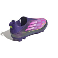 adidas F50 Lamine Yamal League Sans Lacets Gazon Naturel Artificiel Chaussures de Foot (MG) Enfants Mauve Rose Jaune