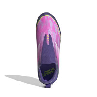 adidas F50 Lamine Yamal League Sans Lacets Gazon Naturel Artificiel Chaussures de Foot (MG) Enfants Mauve Rose Jaune