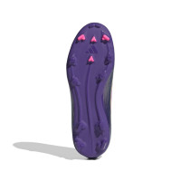 adidas F50 Lamine Yamal League Sans Lacets Gazon Naturel Artificiel Chaussures de Foot (MG) Enfants Mauve Rose Jaune