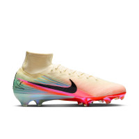 Nike Zoom Mercurial Superfly 10 Kerr Elite Gazon Naturel Chaussures de Foot (FG) Jaune Clair Rose Turquoise