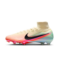 Nike Zoom Mercurial Superfly 10 Kerr Elite Gazon Naturel Chaussures de Foot (FG) Jaune Clair Rose Turquoise