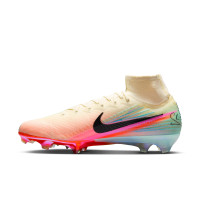 Nike Zoom Mercurial Superfly 10 Kerr Elite Gazon Naturel Chaussures de Foot (FG) Jaune Clair Rose Turquoise
