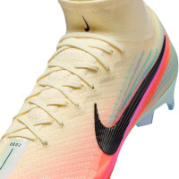 Nike Zoom Mercurial Superfly 10 Kerr Elite Gazon Naturel Chaussures de Foot (FG) Jaune Clair Rose Turquoise