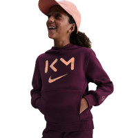Nike Kylian Mbappé Club Fleece Hoodie Kids Bordeauxrood Oranje